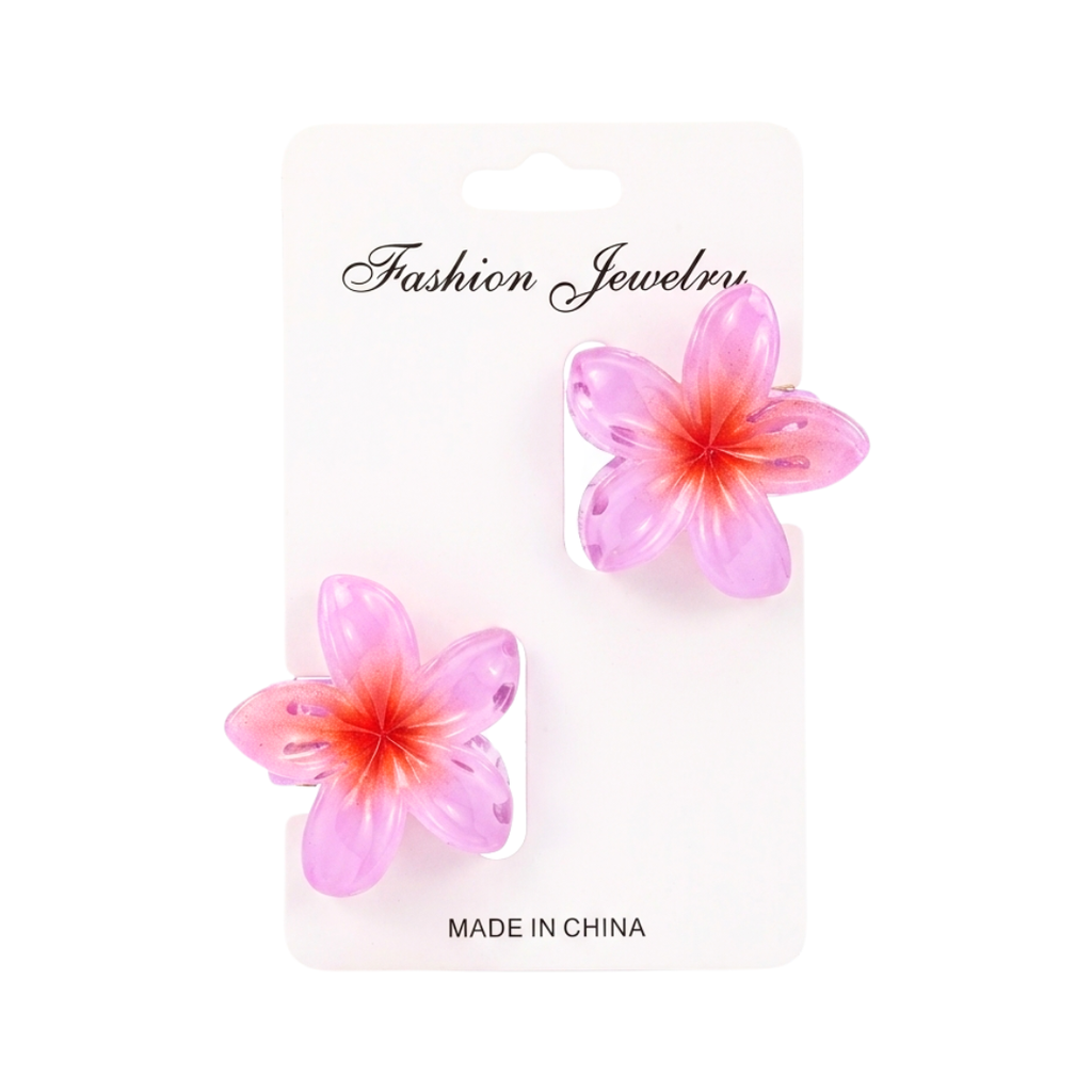 [00889933] KIT DE GANCHOS FLORALES  SUJETADORES DE CABELLO X2 PIEZAS